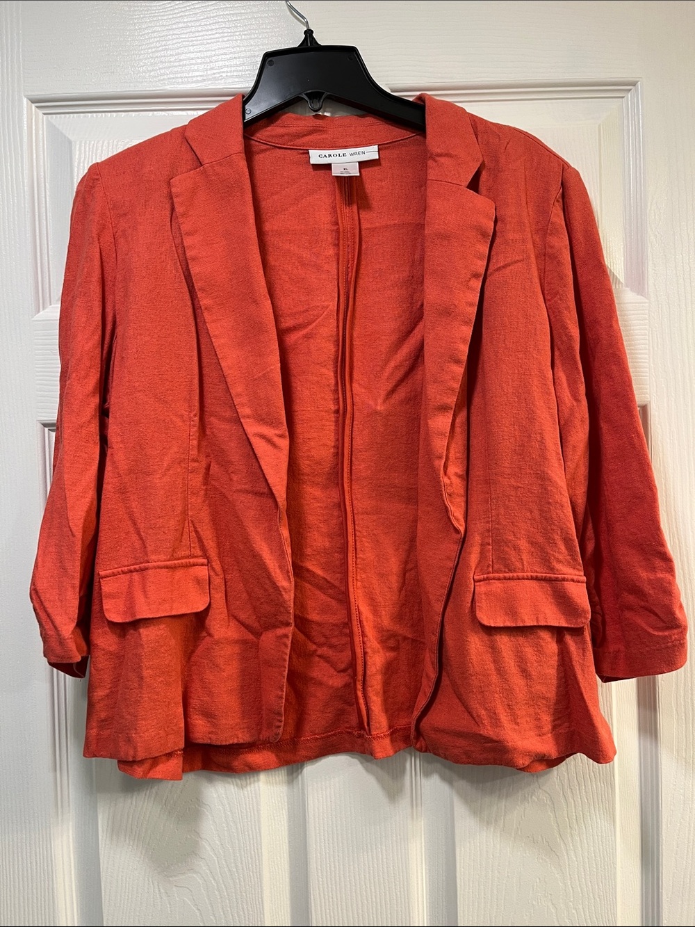 Carole Wren Coral-Red Open Front Blazer